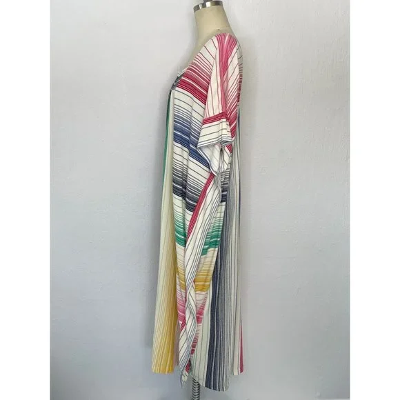 Vintage 70s 80s Rainbow MuuMuu Kaftan House Dress size M Medium Terry Cloth Boho - Picture 3 of 6